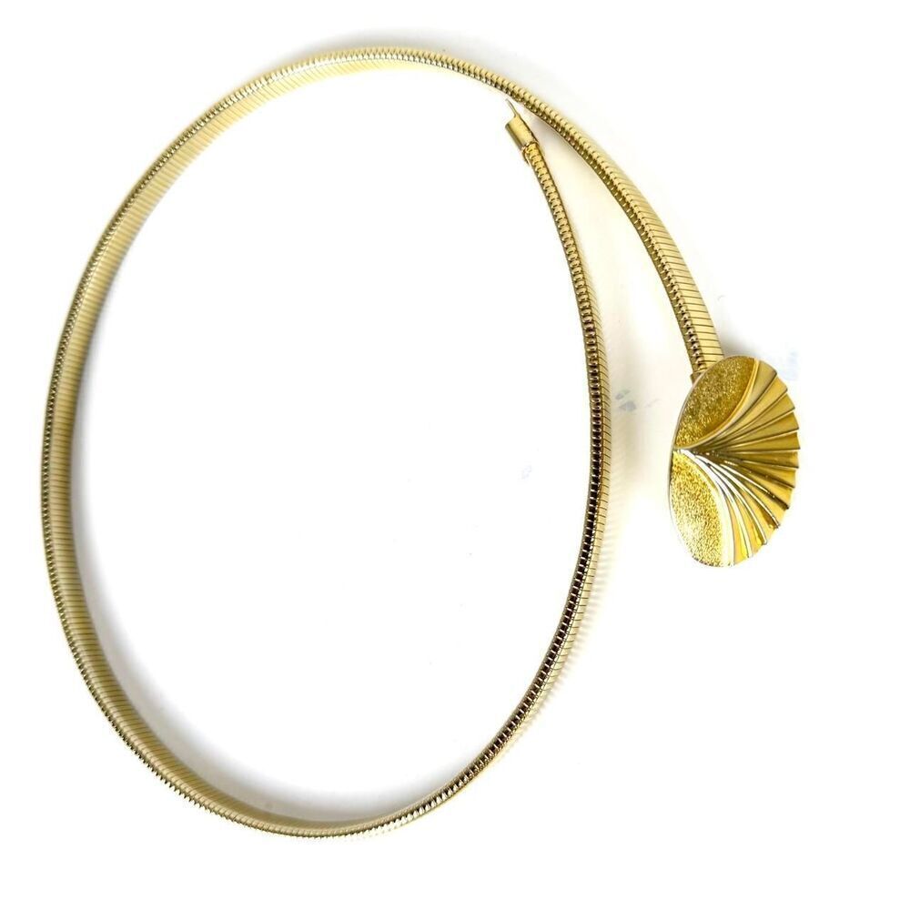 Vintage Shell Gold Metal Stretch BELT Snake Coil Disco Skinny